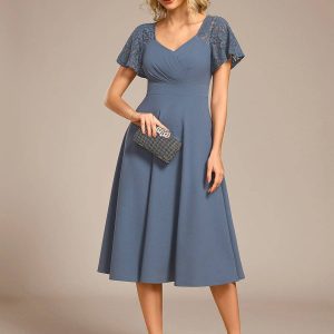 Ruffle Sweetheart Midi Wedding Guest Dress