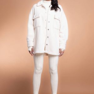 No Vacancy - Oversize solid sherpa shacket