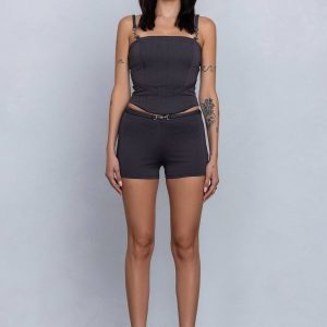 No Vacancy - Buckle accent top & shorts set