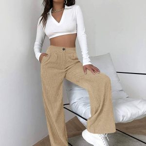 Flarix - High waist cord wide leg pants