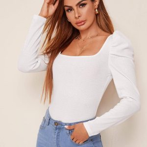 Flarix - Square neck leg of mutton sleeve top