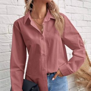 Flarix - Solid button front blouse