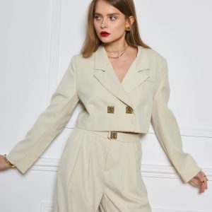 Frime - Slightly oversized cropped blazer with shoulder pads - 2479