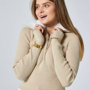 Frime - Rib knit sweater with fur collar - 2653