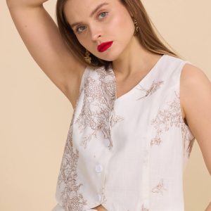 Frime - Floral pattern sleeveless vest - 2588