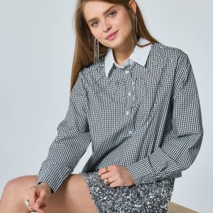 Frime - Plaid shirt with contrast collar - 2498