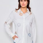 Frime - Cotton shirt with floral details - 3073