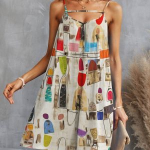 Blak Wardrob - Printed Spaghetti Strap Mini Dress
