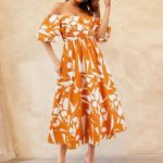 Blak Wardrob - Printed Off-Shoulder Balloon Sleeve Dress