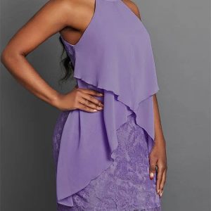 Blak Wardrob - Halter Neck Layered Lace Mini Dress