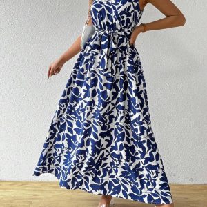 Blak Wardrob - Printed Surplice Sleeveless Maxi Dress