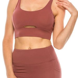Solid color premium cross back fashion sports bra activewear