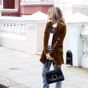 Sheer Trend - Velvet Longline Suit Blazer Cardigan