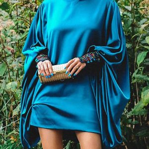Sheer Trend - Going Out Batwing Sleeve Mini Dress