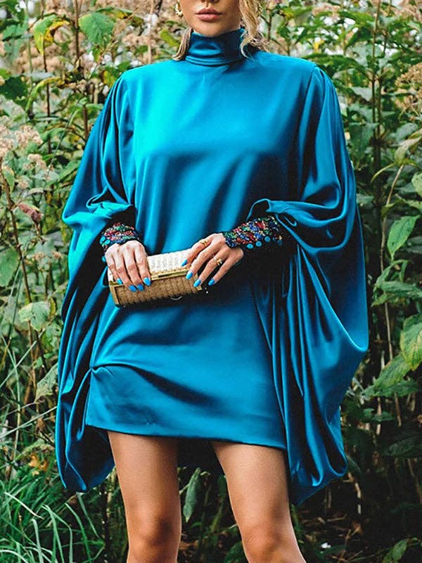 Sheer Trend - Going Out Batwing Sleeve Mini Dress