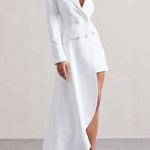Sheer Trend - Asym Pocket Notch Collar Blazer