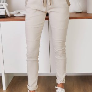 MILIO MILANO - DRAWSTRING CRINKLE JOGGERS (101110-BEIGE)