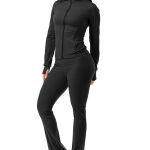 Premium active wear hoodie jacket w/flare pants work out set