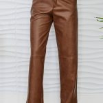 MILIO MILANO - HIGH WAITED FAUX LEATHER STRAIGHT LEG PAN(LD0030-S-L-CAMEL)