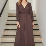 MILIO MILANO - EMPIRE WAIST V- DRESS (82529-CHOCOLATE)