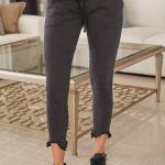 MILIO MILANO - FRINGE HEM CRINKLE JOGGER (95935-XS-L-BLACK)