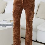 MILIO MILANO - CRINKLED VELVET CARGO PANT (18080-CAMEL)