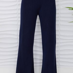 MILIO MILANO - VISCOSE KNIT FLARED PANTS (27739/330106-NAVY BLUE)
