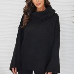MILIO MILANO - CHUNKY OVERSIZED TURTLENECK SWEATER (72310-BLACK)
