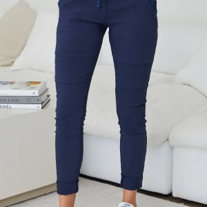 MILIO MILANO - DRAWSTRING CRINKLE JOGGERS (101110-NAVY)