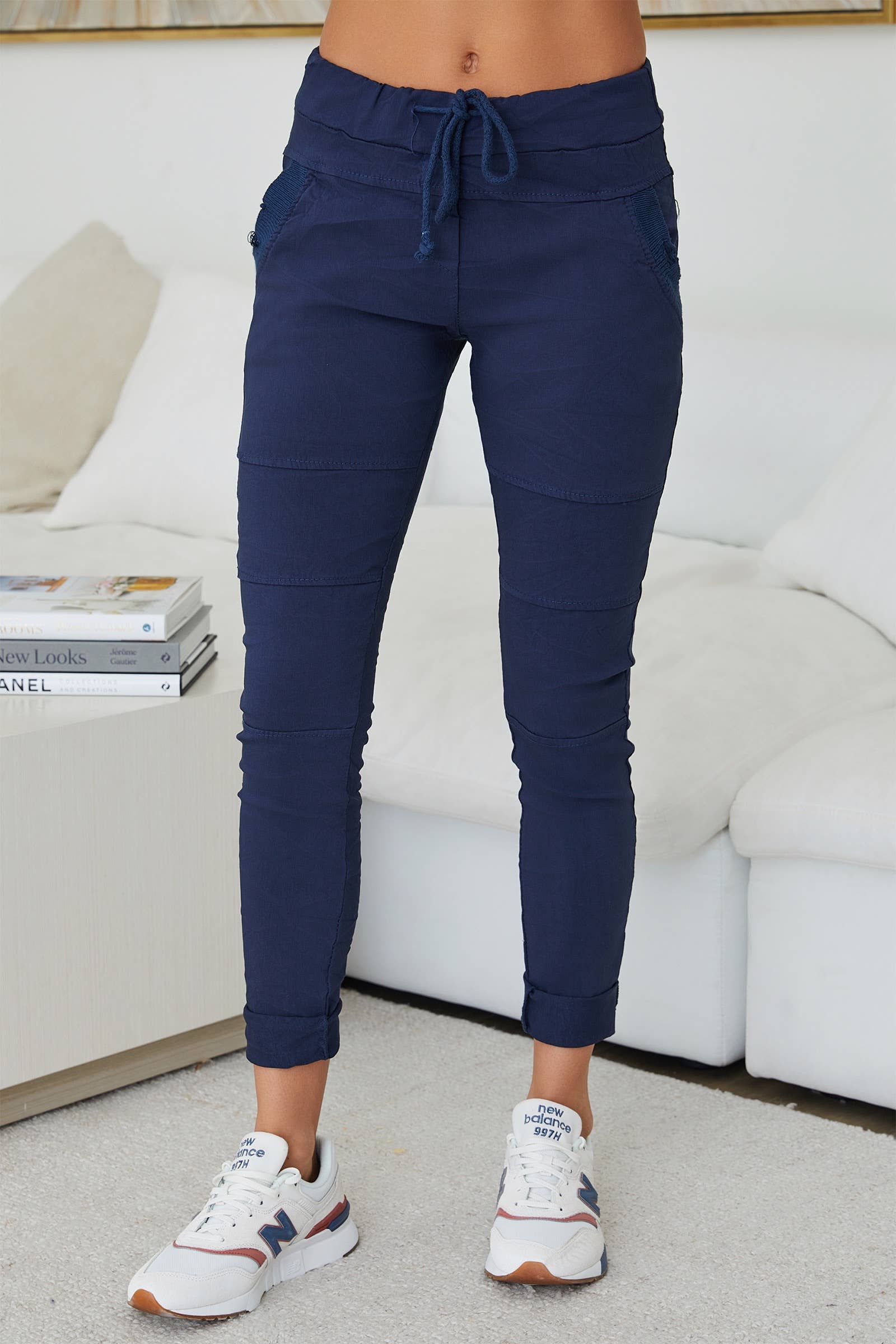 MILIO MILANO - DRAWSTRING CRINKLE JOGGERS (101110-NAVY)