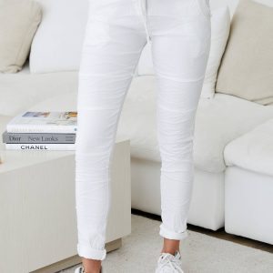 MILIO MILANO - DRAWSTRING CRINKLE JOGGERS (101110-WHITE)