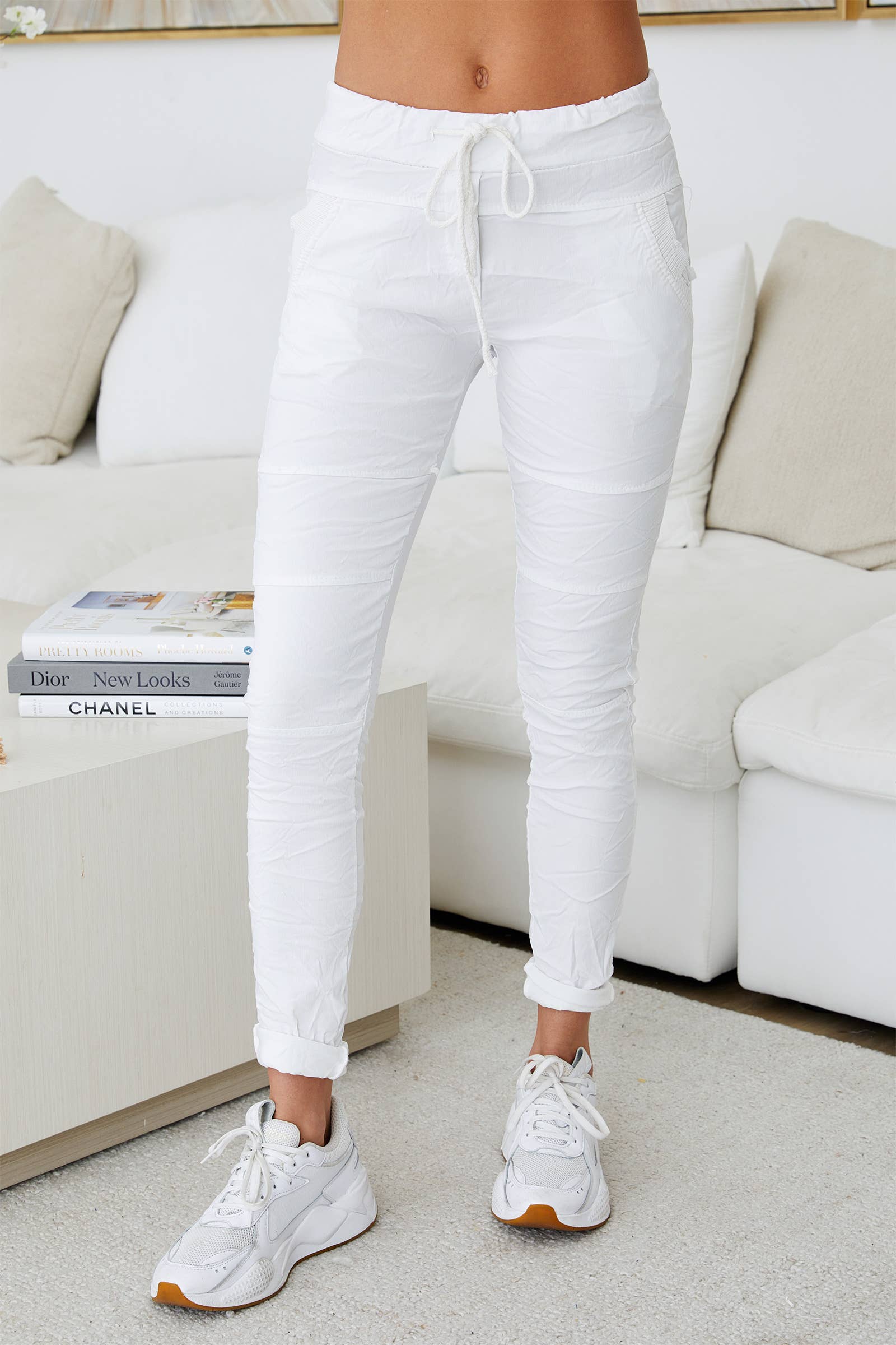MILIO MILANO - DRAWSTRING CRINKLE JOGGERS (101110-WHITE)