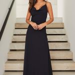 MILIO MILANO - COWL NECK SPAGHETTI STRAP GOWN (TLL5941-BLACK)