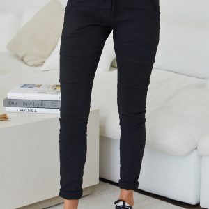 MILIO MILANO - DRAWSTRING CRINKLE JOGGERS (101110-BLACK)