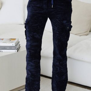 MILIO MILANO - CRINKLED VELVET CARGO PANT (18080-NAVY)