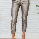 MILIO MILANO - FAUX LEATHER ELASTIC WAIST JOGGERS (2040-SILVER)