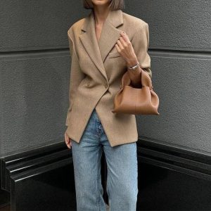 Sheer Trend - Slim Solid Color Suit Jacket
