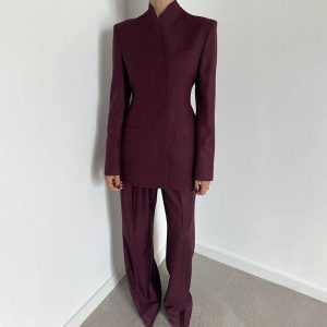 Sheer Trend - Classic Suit Set With Long Sleeves And Pants