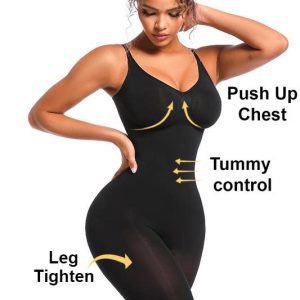Solid color super stretch body shaper biker shorts romper