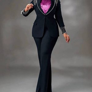 Aria Romance - Long Sleeve Slim Stretch Suit Two-Piece For Effortless Style