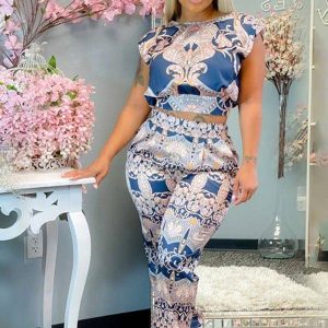 Fashion Women's Sleeveless Printed Two-Piece Set
