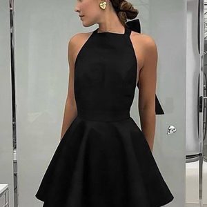 Sexy Halter Black High-Waisted Dress for Stunning Elegance