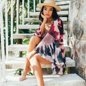 Nomade Kimono in Pink and Purple Tie-Dye