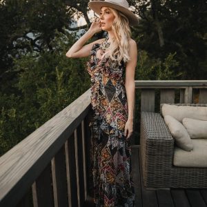 Angelina Dress in Pink Deco