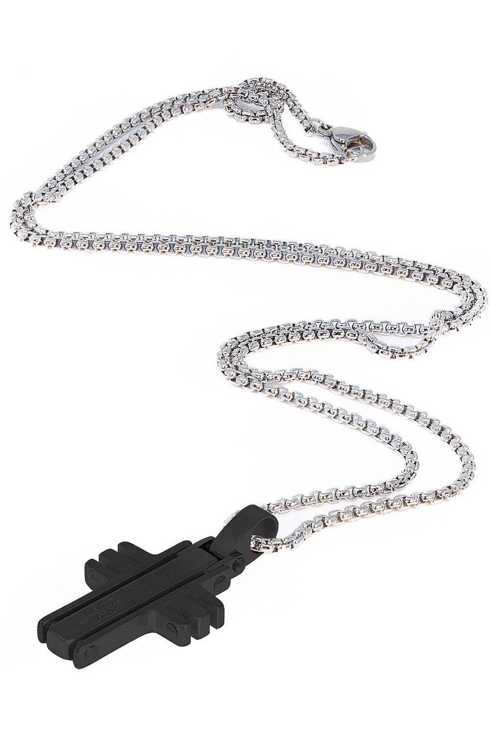 Unisex Stainless Steel Cutout Cross Pendant Necklace 4NK02