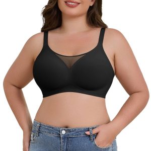 SHAPERX Wireless Bras V Mesh Supportive Full Cover for Women