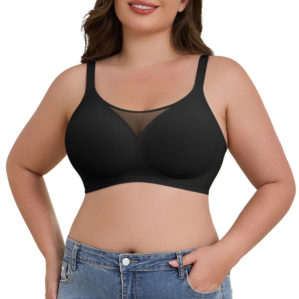 SHAPERX Wireless Bras V Mesh Supportive Full Cover for Women
