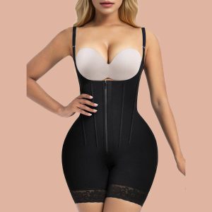 SHAPERX Fajas Colombianas Open Bust Tummy Control Shapewear for Women with Butt Lifter Adjustable Straps