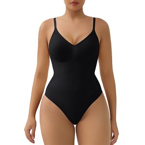 SHAPERX Bodysuit for Women Tummy Control Shapewear Seamless Sculpt Body Shaper with Removable Pads