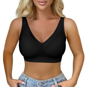 SHAPERX Women's Deep V Wireless Everyday Bras